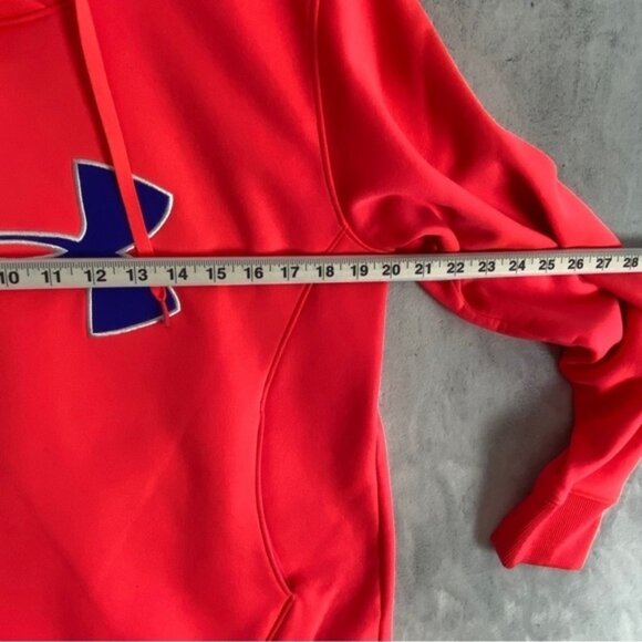 Under Armour Cold Gear Pullover Hoodie Semi Fitted Sz Large Orange with Pocket - Picture 11 of 13